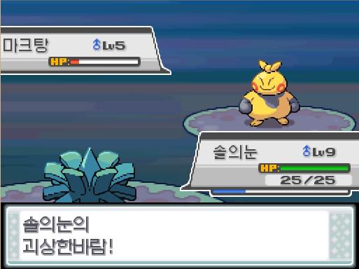 솔의눈의 괴상한 바람! 상대 마크탕은 벌크업을 썼다! 상대 마크탕의 공격과 방어가 올라갔다! 솔의눈은 무엇을 할까? >>252 싸운다: 거미집1
