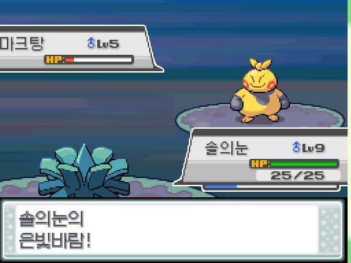 솔의눈의 은빛바람! 효과가 별로인 듯하다. 상대 마크탕은 쓰러졌다!