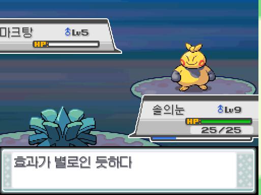 솔의눈의 은빛바람! 효과가 별로인 듯하다. 상대 마크탕은 쓰러졌다!