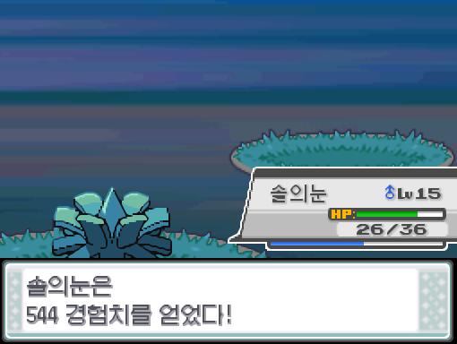 탕탕이는 미스트볼을 잊고, 사이코커터를 배웠다! 솔의눈은 544경험치를 얻었다! 솔의눈은 레벨 16으로 올랐다! 연가람은 30번도로의 모든 포켓