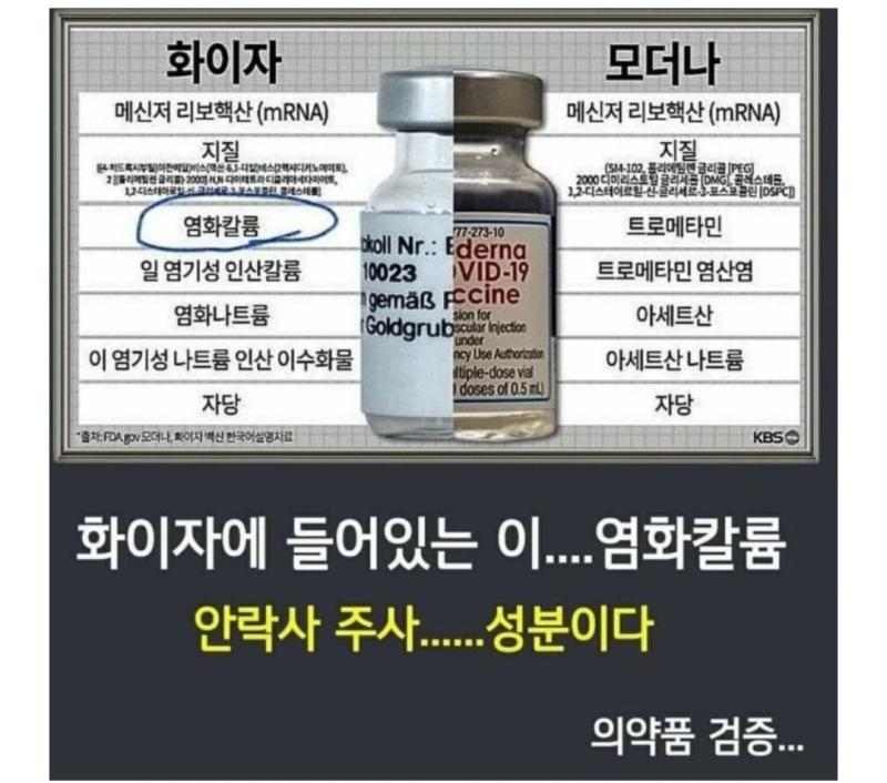 1. 한국 백신 접종 후 인구 감소 그래프 2. 화이자 약병 속 들어있는 성분. 3. 방역패스 찬성 정재훈 교수.
