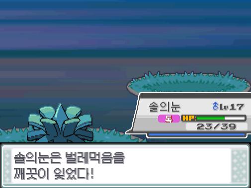 1, 2 ...... 짠! 솔의눈은 벌레먹음을 깨끗이 잊었다! 그리고! 솔의눈은 새로 HP회복을 배웠다!