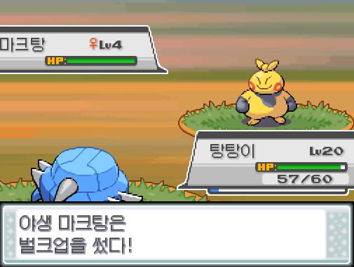 솔의눈 교대! 돌아와! 가랏! 탕탕이! 야생 마크탕은 벌크업 했다! 야생 마크탕의 공격과 방어가 올라갔다! 탕탕이는 무엇을 할까? >>293 싸