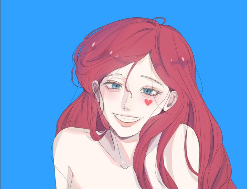 머리랑 피부랑 약간 색감이 다른 것 같고.... 머리카락 명암도 어떻게 줘야할지 모르겠어ㅠㅠ 피부색이 좀 노란..?색인것도 ㅠ 내가 원하는 색감