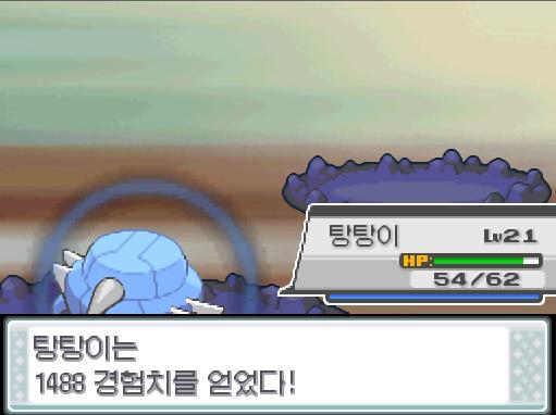 1, 2 ...... 짠! 아리아드네는 독엄니를 깨끗이 잊었다! 그리고! 아르아드네는 새로 오물공격을 배웠다! 탕탕이는 1488 경험치를 얻었다