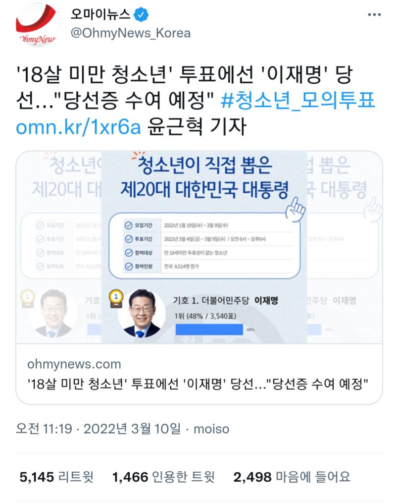 이번 대선 관련해서 트위터 걍 어이가 없을 지경이다 덕질판에 아무 상관없는 정치 끌고오는거(덕질계에 정치 끌고오고싶지 않으면 시사이슈용으로 따로