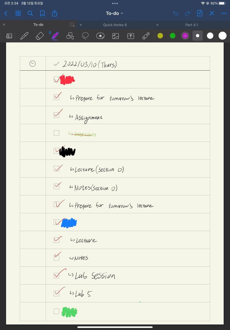 새벽 3시 15분. 어제 한 일 낫 배드... 오늘은 좀 미묘하구먼. Calculus는 교수님이 노트 완성본 안 올려주셔서 완성 못 함... 내