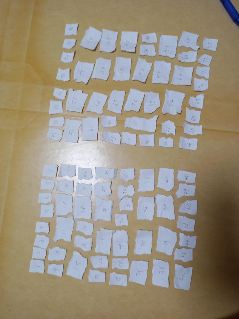 접힌 선을 따라 한땀한땀 찢어본다 ....... 총 73조각이다 >>32 이제 무엇을 할까? 1. 다른 이면지로 빙고게임을 한다 2. 다른 이면