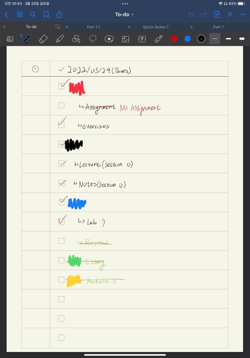 어제의 todo list... Calculus는 시험 앞두고 있어서 그런지 어싸 안 올라왔고 MC Lab은 친구 도움 받아서 코드는 다 했는데.