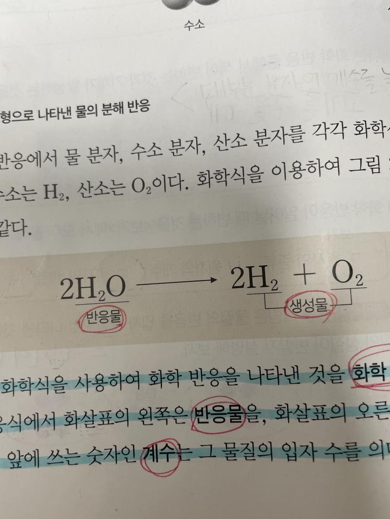 애들아 이거 2H2에서 O2를 더하면 2H2O2로 쓰면 안돼??왜 반응물에수 O뒤에 2가 없어?