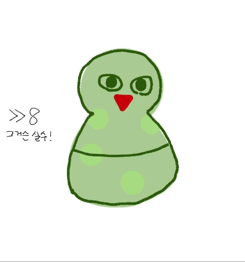 작은 마트료시카에게 입을 그려줬다. > 열어본다. > 입을 지운다. > 던진다. > 부순다. > 열어본다. >>8