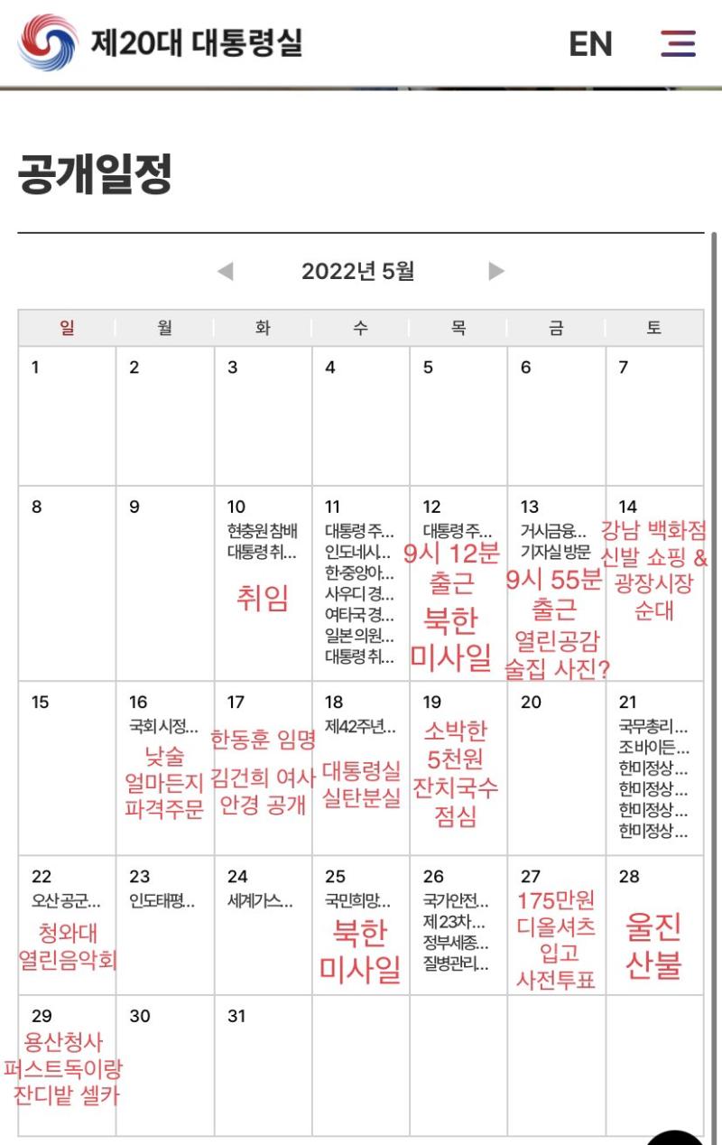ㅋㅋ 1%차이로 이겨놓고 한달도 안돼서 이러네 바이든 만찬주는 전두환네서 주조한거고 메뉴도 저따위 출근한다고 서울시내 차선 하나 막고 국민보다