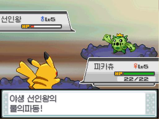 야생 선인왕의 물의 파동! 피카츄는 혼란상태에 빠졌다! 영문도 모른 채 자신을 공격했다. 피카츄는 무엇을 할까? >>573 싸운다: 전기쇼크30