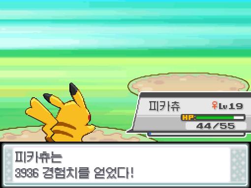 피카츄는 3986 경험치를 얻었다! 피카츄는 레벨 22로 올랐다! 피카츄는 새로 번개 펀치를 배우고 싶다... 그러나 피카츄는 기술을 4개 알고