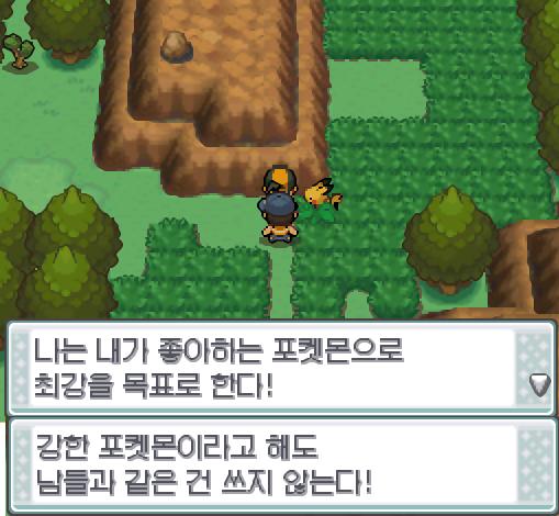 "나는 내가 좋아하는 포켓몬으로 최강을 목표로 한다! 강한 포켓몬이라고 해도 남들과 같은 건 쓰지 않는다!" 정수의 말은 뒤로 하고 연가람은 처