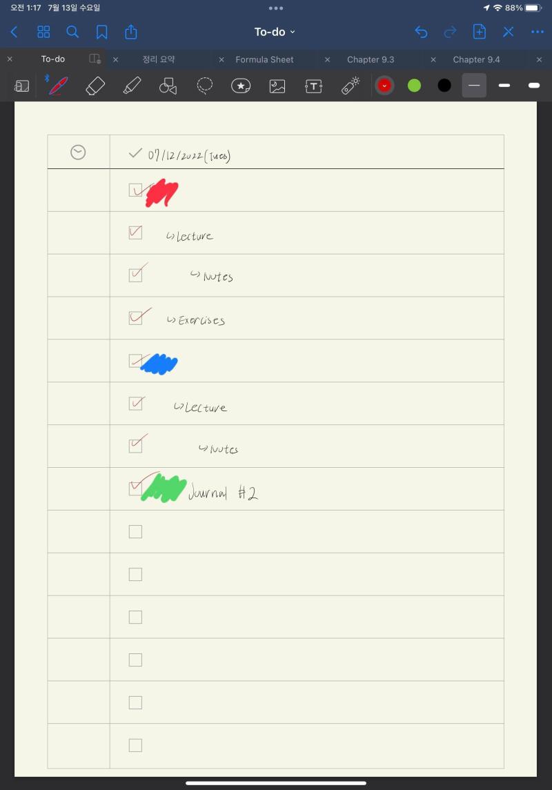 새벽 1시 20분. 오늘은 어영부영 어떻게든 할 일 다 끝냈음... 내일 할 일: Calculus: - Quiz (필수!) - Assignmen