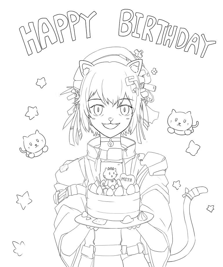 KINE 외국인 친구인 미타댁이 생일이라길래 급히 그렸던 짤. 채색도 못했는데 그럼에도 맘에 들어해줘서 감사