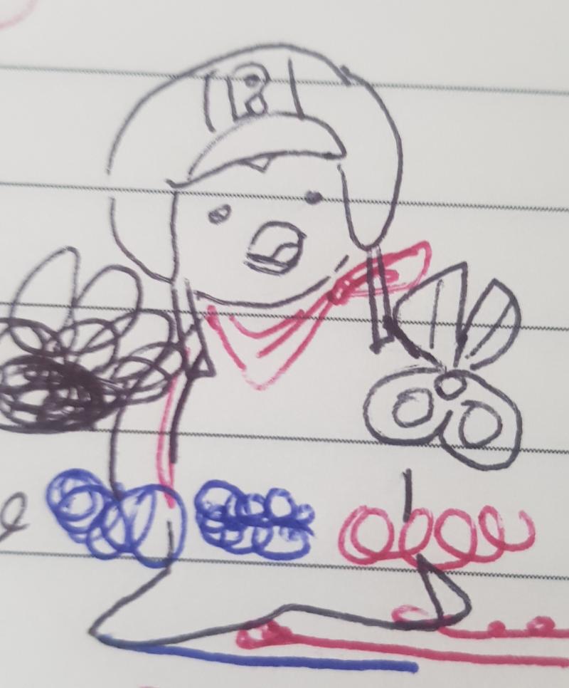 안경빨 뽀로로 저번에 기자체험 갔을때 낙서한거
