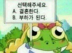 -선택해주세요. A. 결혼한다. B. 부하가 된다.