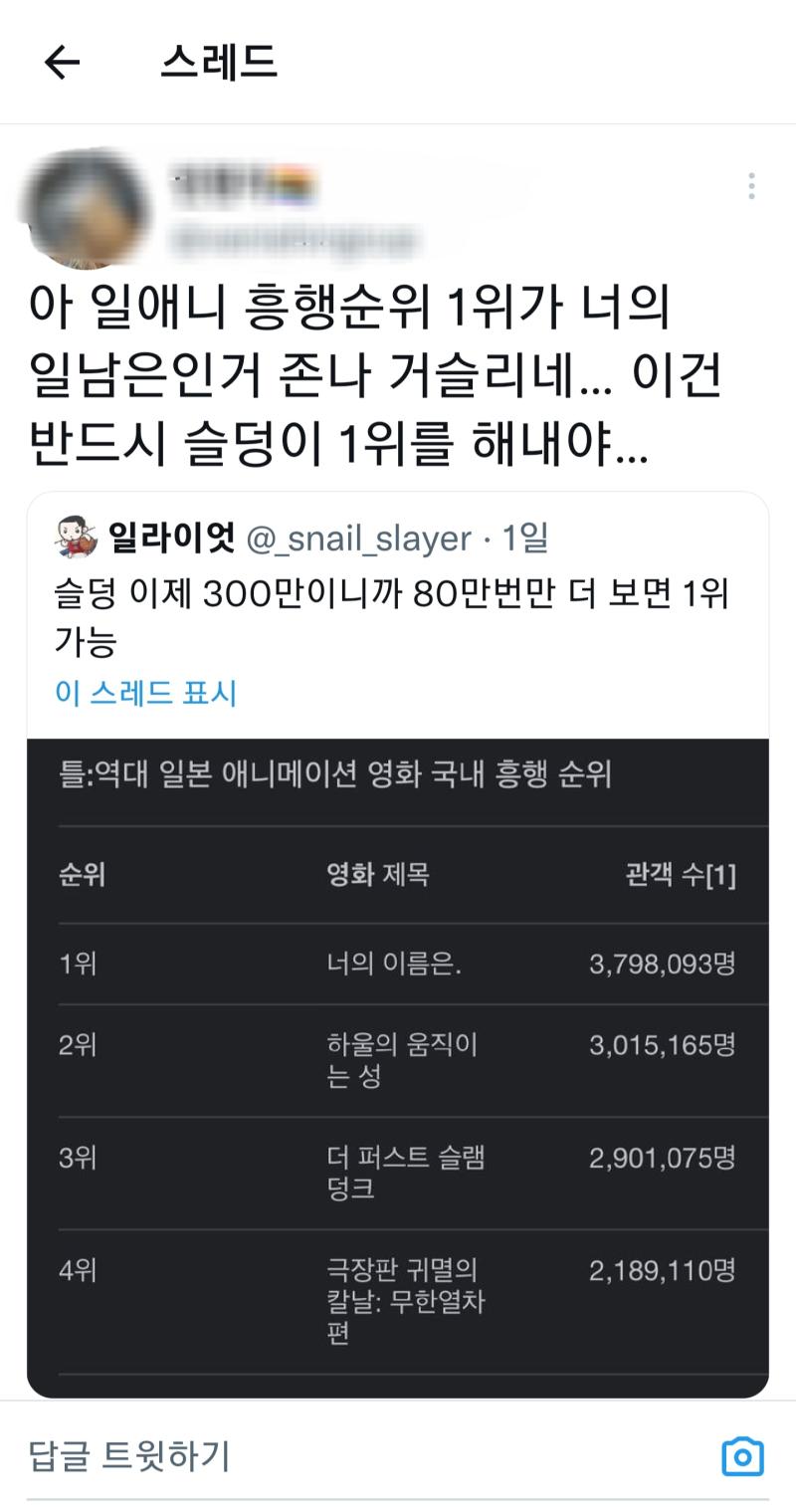 슬덩부심때문에 대놓고 다른작품 후려치는거 실화임?? (1/2)