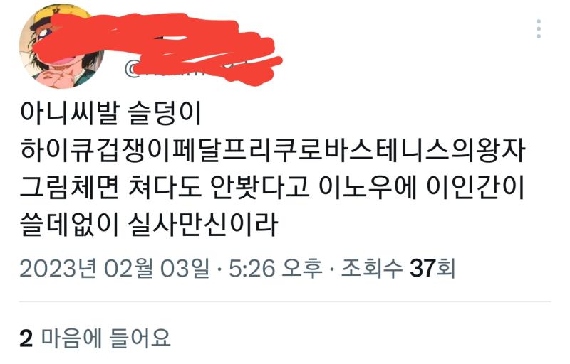 난 슬빠들이 슬덩빨면서 타 스포츠장르 후려치는것도 졸라싫음 ㅅㅂ 특히 타 농구만화ㅋㅋㅋㅋ 난 쿠로바스가 훨씬 나았는데 다른 스포츠물 보는 덕후들