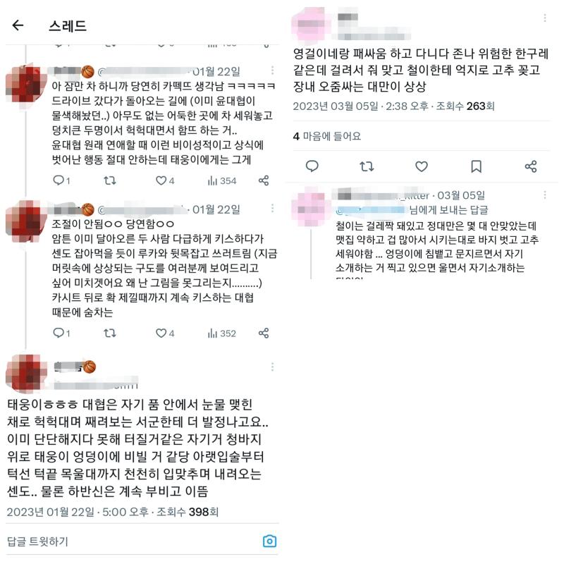 (후방주의) 진짜 다른작품이었다면 이미 장르계 큰손이나 네임드가 수위연성이나 수위썰 공계에 올리지 말라고 저격하거나 자중하자는 트윗 나올법한데