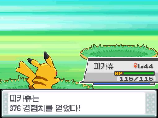 피카츄의 10만 볼트! 야생 지그제구리는 쓰러졌다! 피카츄는 376 경험치를 얻었다!