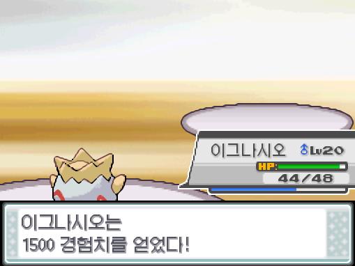상대 뿔카노의 뼈다귀치기! 이그나시오의 거품광선! 급소에 맞았다! 효과가 굉장했다! 상대 뿔카노는 쓰러졌다! 이그나시오는 1500 경험치를 얻었