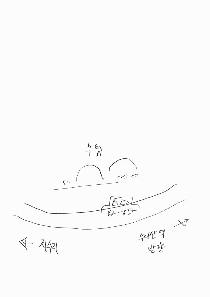 사진이 없어 내가 그림을 그려왔음 당시 아빠의 차 구조랑 주변의 모습 그리고 내가 목격한거임