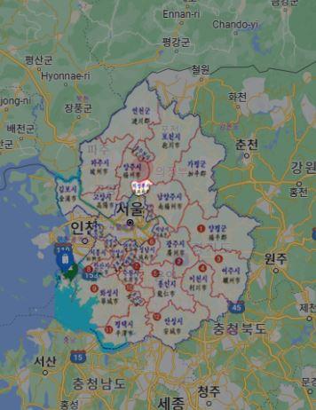>>16 환산하면 80㎢인데 마침 경기도 의정부 넓이가 81.54㎢. 의정부를 지도에서 표시하면(가장 밝은 부분) 이렇게 되는데, 세계 지도로는