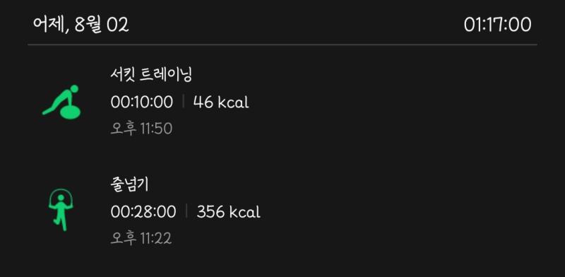 유산소 홈트 해서 서킷 트레이닝으로 기록 막곡은 딱 10cm만으로 (이거 점점 운동 플리 기록이 되어가는 거 같넼ㅋㅋ)