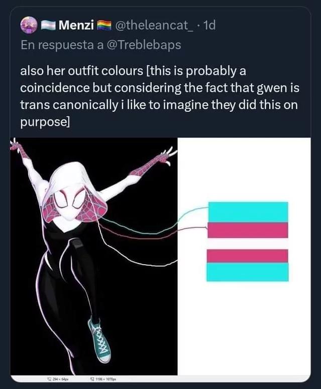 얘네 상징색 가지고 이캐는 트젠!ㅇㅈㄹ하는거 개빡침 짤은×지만 시발아 그웬은 이름부터 스파이더"우먼"인뎁쇼
