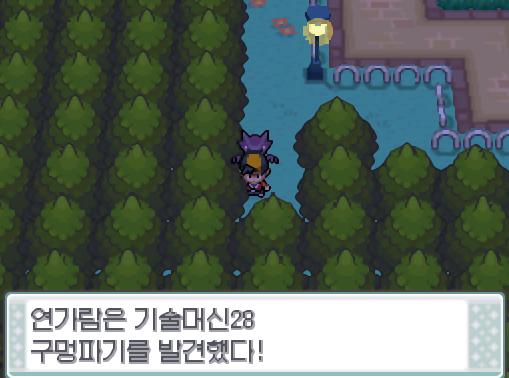연가람은 자연공원으로 향했다. 연가람은 자연공원 구석에서 기술머신28 구멍파기를 발견했다. 자연공원에서 포켓몬과 만날 수 있는 횟수: 최대 1회