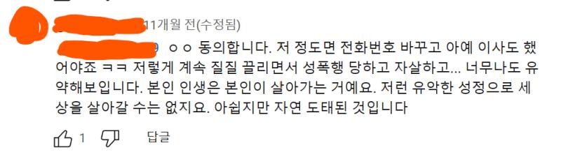 어느 실제 사건사고 다룬 영상에 달린 댓인데 ............피해자한테 못하는 말이 없네 진짜.......... 억울하게 돌아가신 분한테