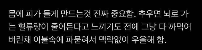 그렇구나… 요번 겨울에는 따뜻한 걸 많이 먹자 훌륭한 겨울 사람이 되어 보는 거야