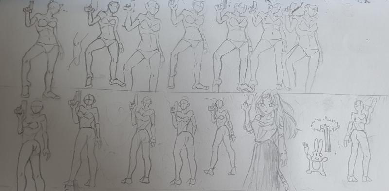 한자쓰기마냥 그림연습하기 같은 포즈를 공장처럼 찍어내고 있다. 이게 더 재미있고 효율적인 느낌이라 마음에 든다