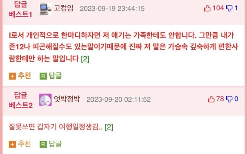 E들이 들으면 환장한다는 말