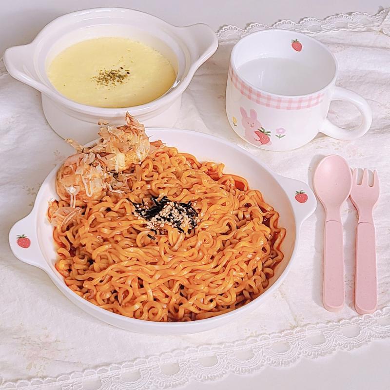 불닭볶음면🍜 타코야끼🦑 계란찜🥚 💬 오랜만에 불닭세트