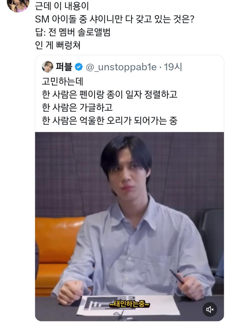 억울한 오리 ㅠㅠㅠㅠㅠㅋㅋㅋㅋㅋㅋ 모든 멤버가 본인만의 솔로앨범이 있는 거 진짜 최고지