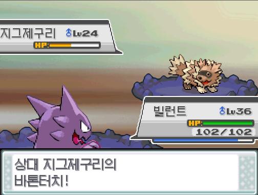 빌런트는 뼈다귀 부메랑을 썼다! 그러나 빌런트의 공격은 빗나갔다! 상대 지그제구리의 바톤터치! 그러나 실패하고 말았다! 빌런트는 무엇을 할까?