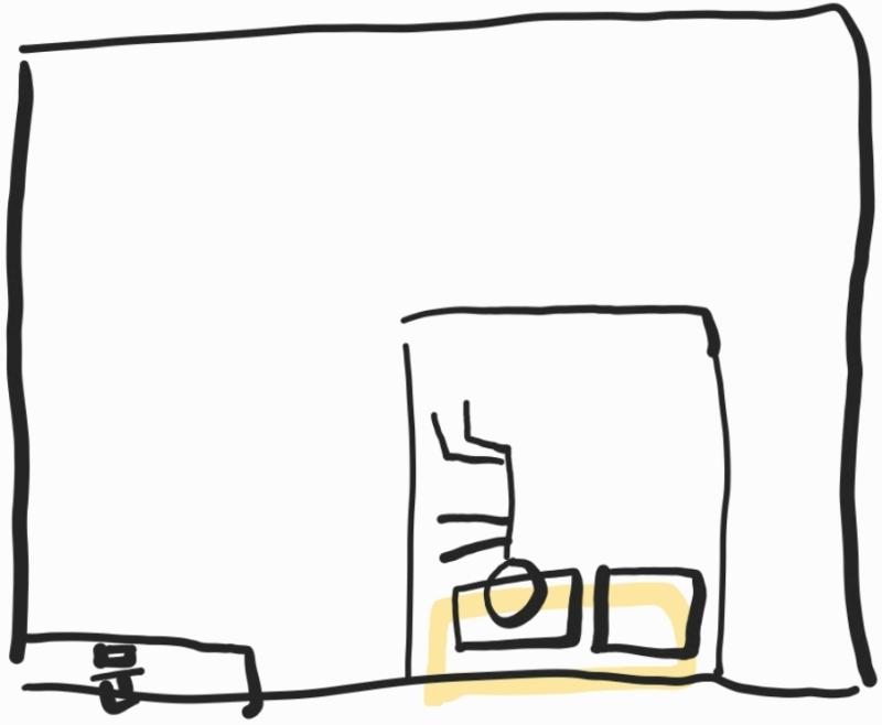 이건 이해를 돕기 위한 그림인데 인형 3개랑 긴 베개, 이불 그런 건 안 그렸고 대충 내가 어디 쪽으로 누워있는지 보면 될 것 같아. 노란색 사