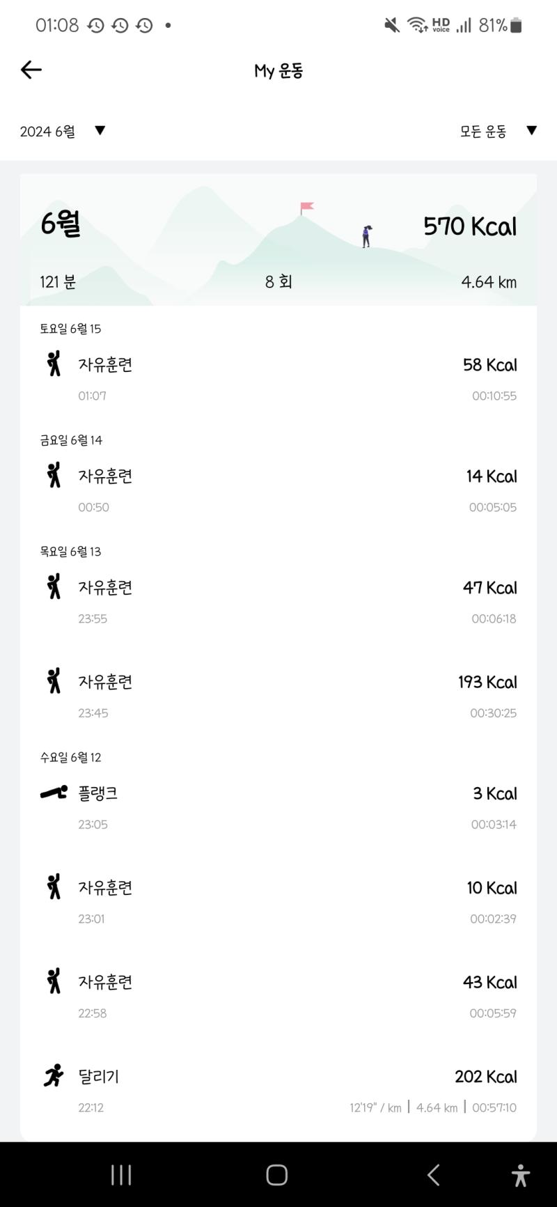 컨디션 난조로 근력+스트레칭만 함