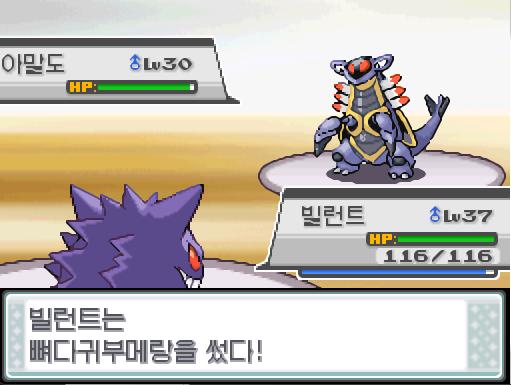 빌런트는 뼈다귀부메랑을 썼다! 상대 아말도는 자뭉열매로 체력을 회복했다!
