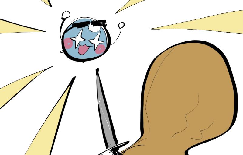 # 김레주의 호감도 10 상승! # 초코볼맨의 호감도 10 하락! 초코볼맨 배신당한 표정으로 나를 바라본다! 근데 맛있어보이긴 하다! "이것보라