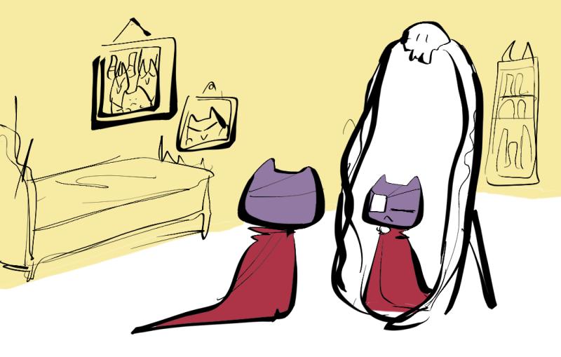 째깐이 아니 마왕은 나를 자기 방으로 데려왔다. "이봐, 드래곤! 이몸이 너를 부른 이유는... 그게, 그러니까...!" 째깐이 아니 마왕은 한