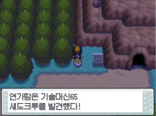 연가람은 구석에서 기술머신65 섀도크루를 발견했다. 기술머신65를 가방에 챙겼다. 동쪽으로 가던 연가람은 절구산에서 나온 등산가와 부딪혀 뒤로