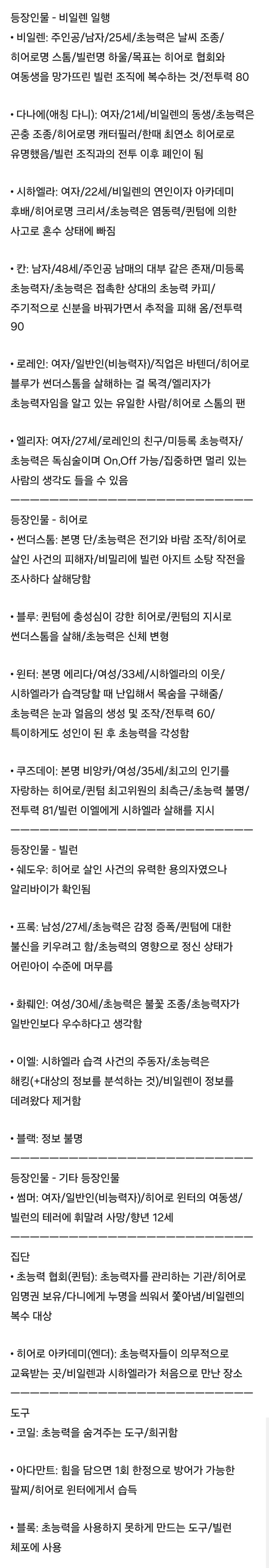 등장인물과 기타 설정을 정리해 봤어. 스레 참여하는 데 도움이 되길 바라. 앞으로도 잘 부탁해! :D