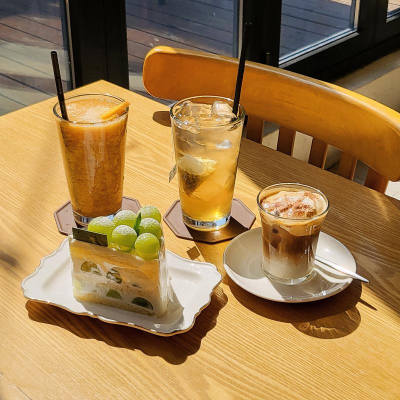 샤인머스켓생크림케이크🍰 복숭아주스🍑 리치 캐모마일🍹 시그니쳐 라떼☕️ 💬 홀케이크로도 먹었던 곳인데 카페는 처음 와 봄 근데 카페 상태가 영..