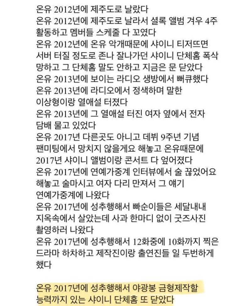 이래도 온유가 잘못 없나 ㅋㅋㅋㅋㅋ 심지어 본인 트위터 계정으로 차단까지 하는 클라스 잘 봤고요 지 팬들 끌어안고 제발 혼자 좀 활동해줬으면.