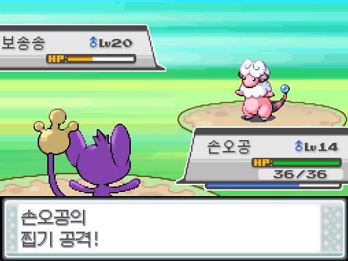 손오공의 찝기! 상대 보송송의 정전기 때문에 손오공은 마비에 걸렸다! 상대 보송송의 울부짖기 공격! 솔의눈은 배틀에 끌려나왔다! 솔의눈은 무엇을